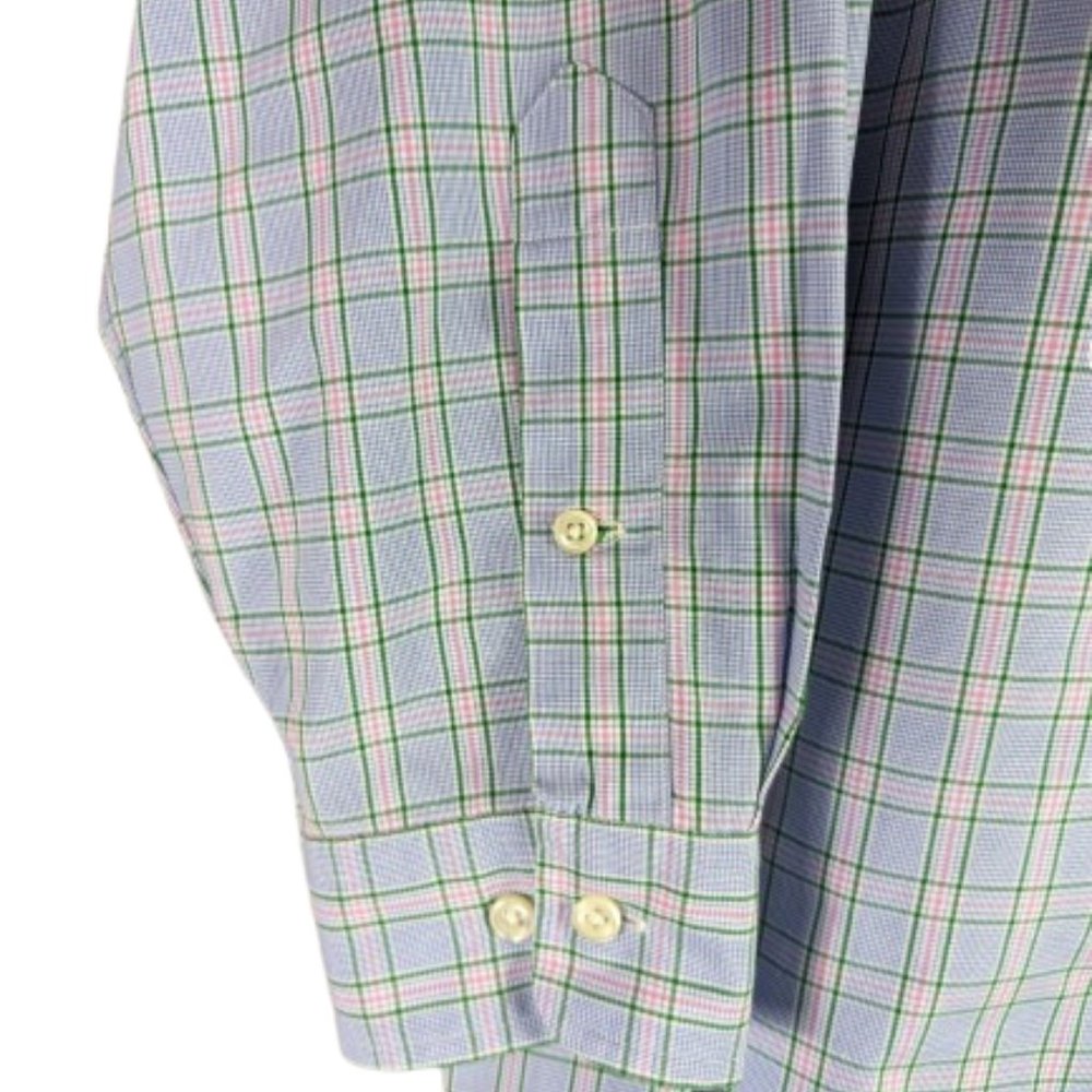 Ralph Lauren Shirt Mens button down Blue Plaid Shirt Logo Size 16.5 - Picture 8 of 9